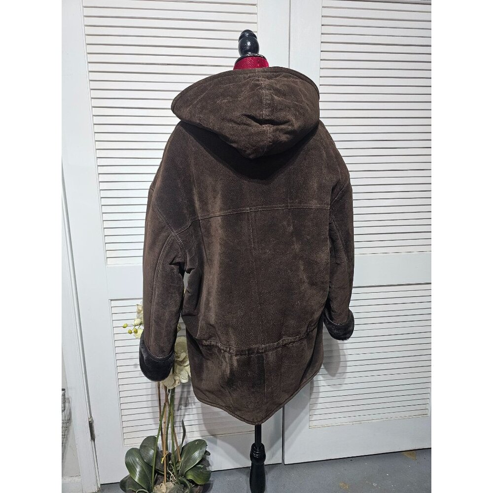 Vintage J Percy for Marvin Richards Women Brown Suede Faux Fur Parka Sz XL 3158 - Picture 12 of 16